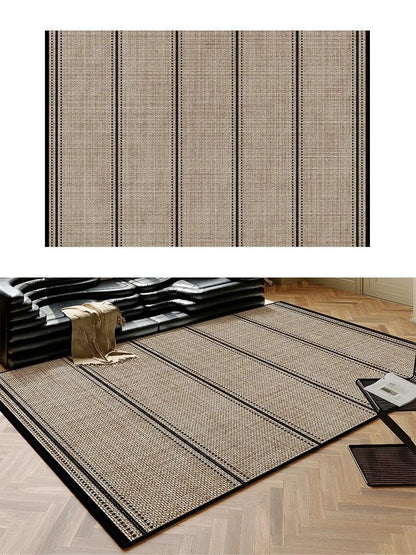 Beige Black Plaid Pattern Modern Rug │ Artistic Retro Style Anti-slip bottom Large Carpet - Besontique Home