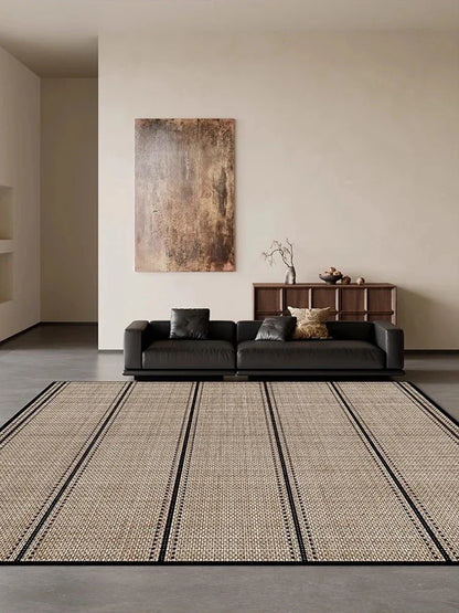 Beige Black Plaid Pattern Modern Rug │ Artistic Retro Style Anti-slip bottom Large Carpet - Besontique Home