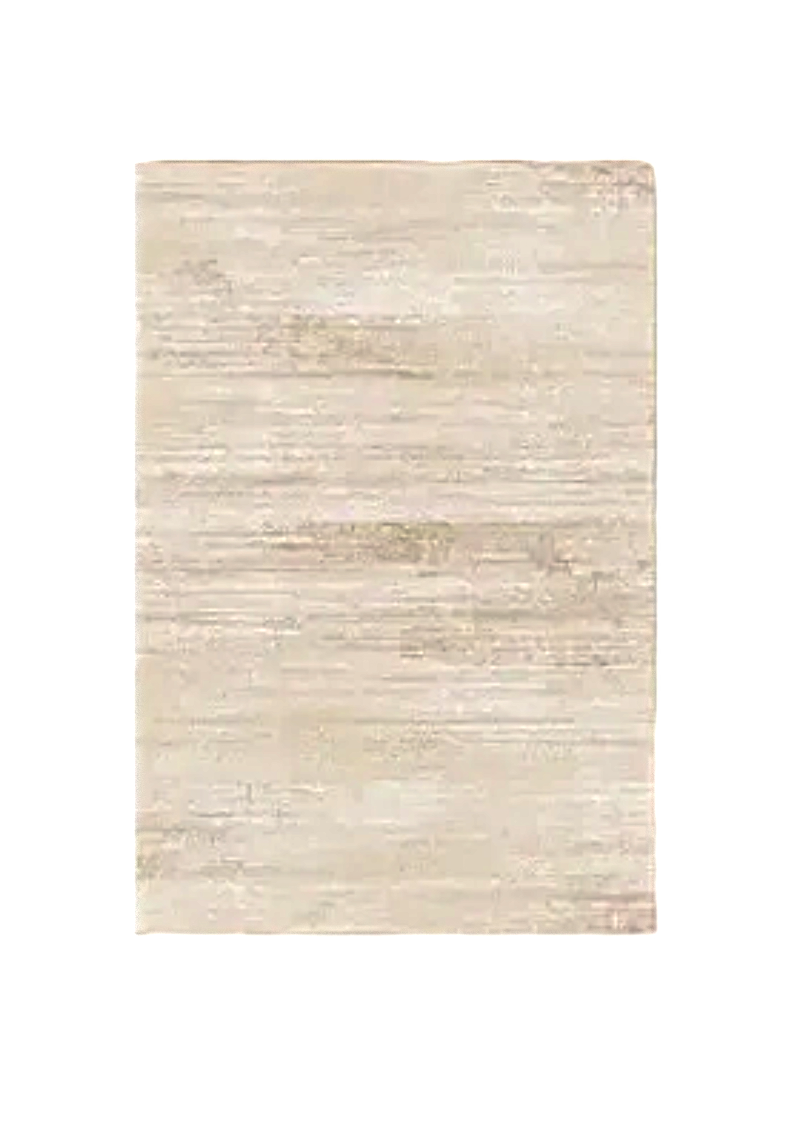 Beige area rug with a textured pattern on a white background