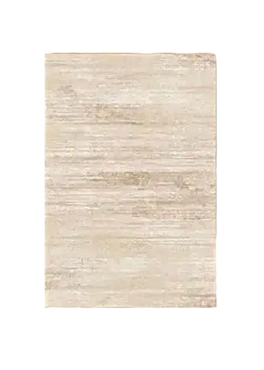 Beige area rug with a textured pattern on a white background