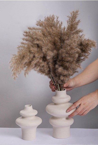 Beige Nordic Ceramics Dried Flower Vase │ Pampas Grass Pot Set│ Home Ornaments Decorations Gifts - Besontique