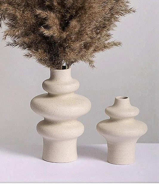 Beige Nordic Ceramics Dried Flower Vase │ Pampas Grass Pot Set│ Home Ornaments Decorations Gifts - Besontique Home