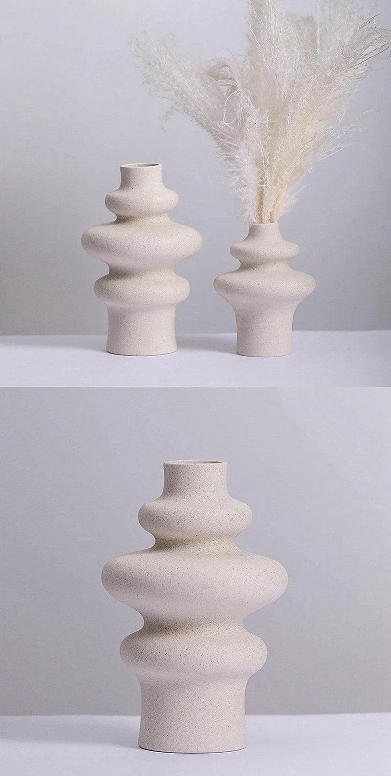 Beige Nordic Ceramics Dried Flower Vase │ Pampas Grass Pot Set│ Home Ornaments Decorations Gifts - Besontique Home