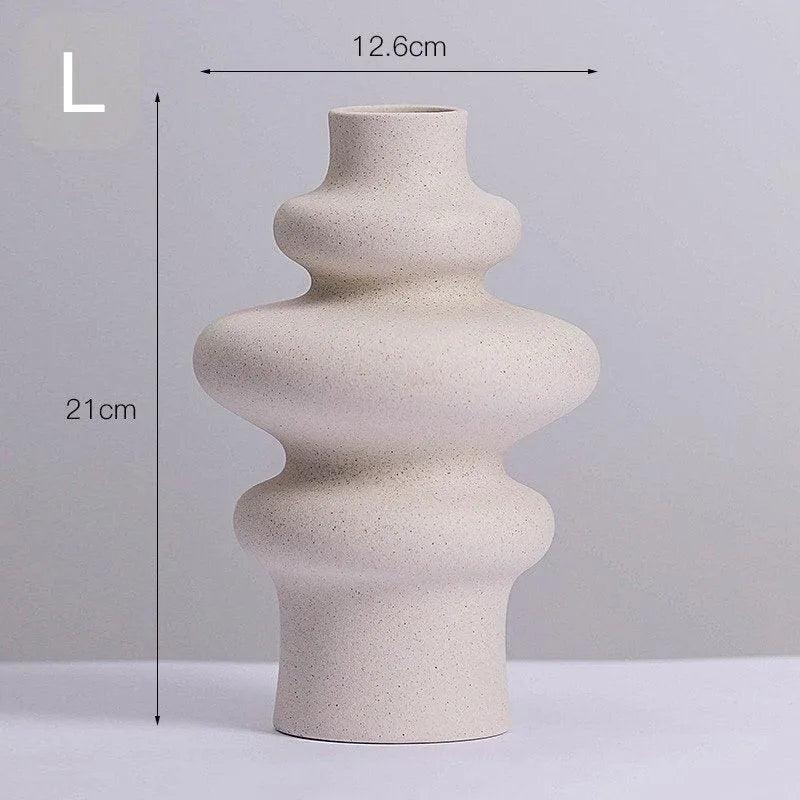Beige Nordic Ceramics Dried Flower Vase │ Pampas Grass Pot Set│ Home Ornaments Decorations Gifts - Besontique Home