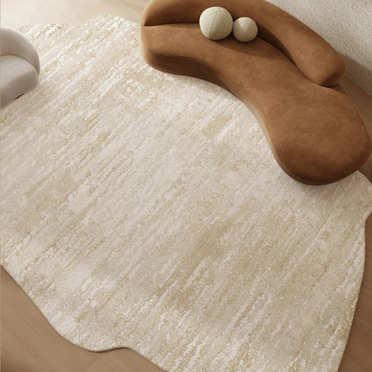 Beige printed pattern Fluffy Plush Irregular Rug Carpet - Besontique Home
