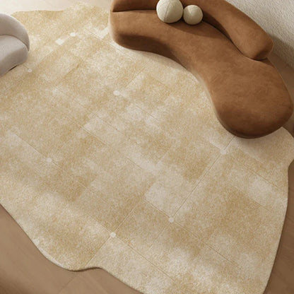 Beige printed pattern Fluffy Plush Irregular Rug Carpet - Besontique Home
