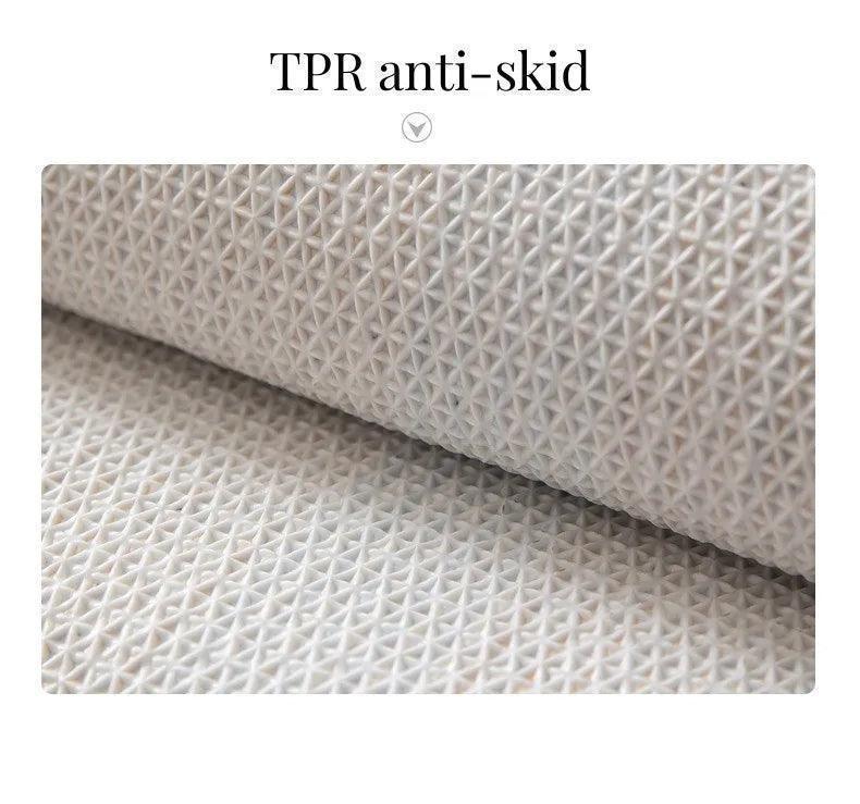 Beige Skyblue Plaid Bedroom Tufted Rug │ Chessboard Pattern Anti Slip Fluffy Bathroom Floor Mat - Besontique Home