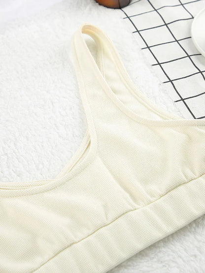 Beige Tank top V-Neck Lace Up Nightgown 3 Piece Set │ Homewear Pajamas Nightwear - Besontique Home