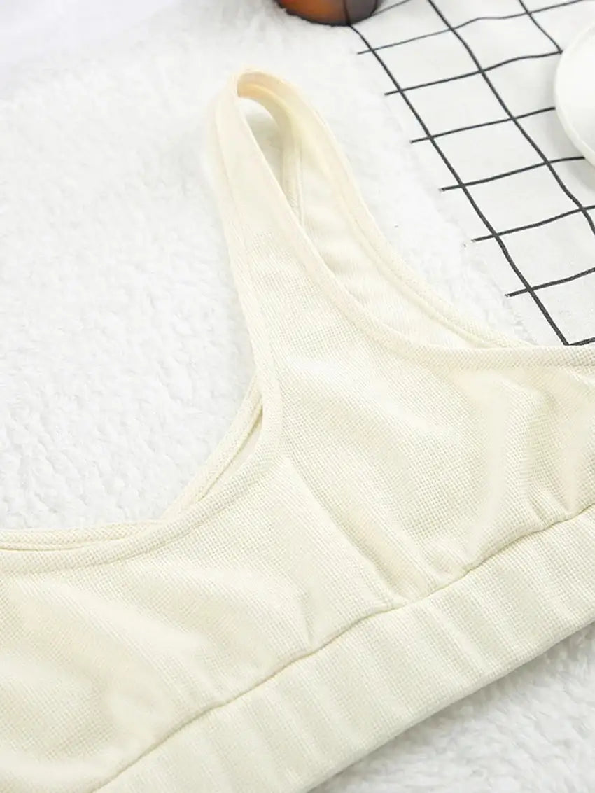 Beige Tank top V-Neck Lace Up Nightgown 3 Piece Set │ Homewear Pajamas Nightwear - Besontique Home