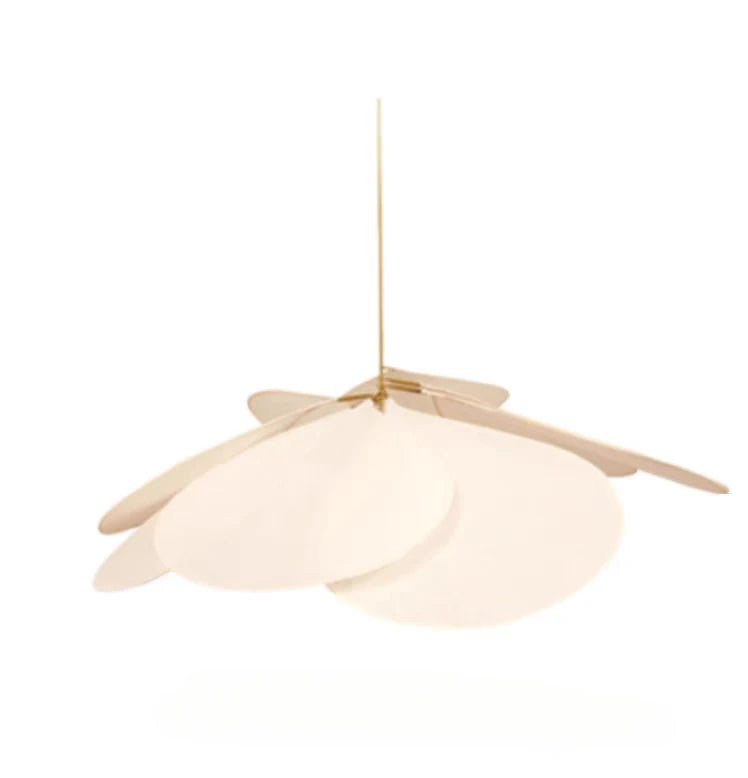 Modern Fabric Flower Art Petal Pendant Ceiling Light │ Neutral Solid Color Chandelier Hanging Lamp