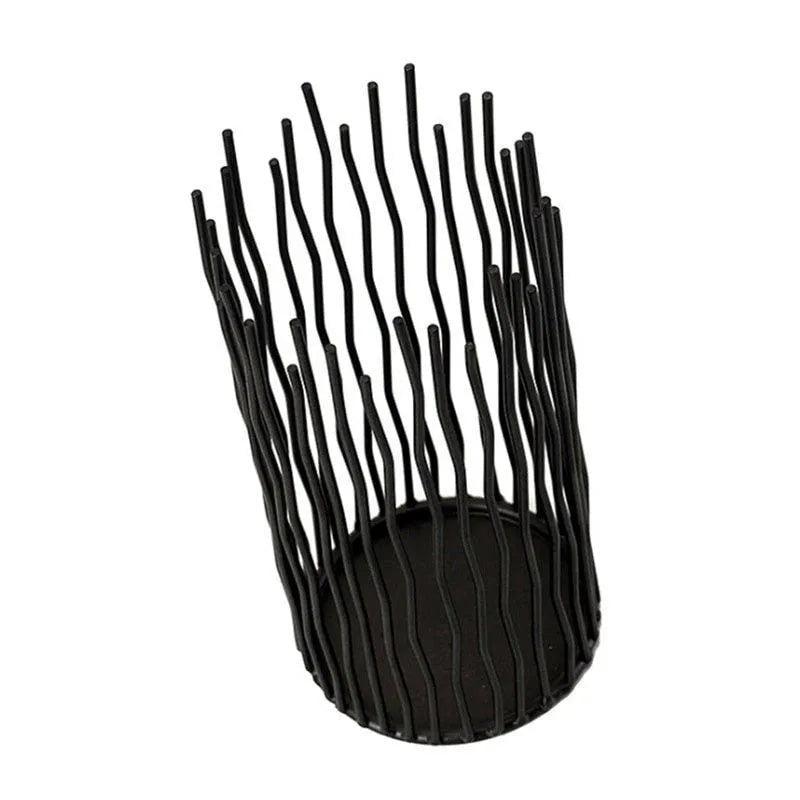 Black Bohemian Style Candle Holders │ Metal Desk Candlestick Stand - Besontique Home