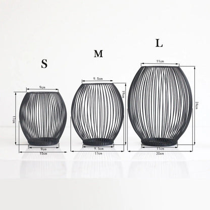 Black Hollow Metal Candle Holder │ Lantern Geometric Shape Candle Stand - Besontique Home