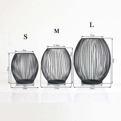 Black Hollow Metal Candle Holder │ Lantern Geometric Shape Candle Stand - Besontique Home