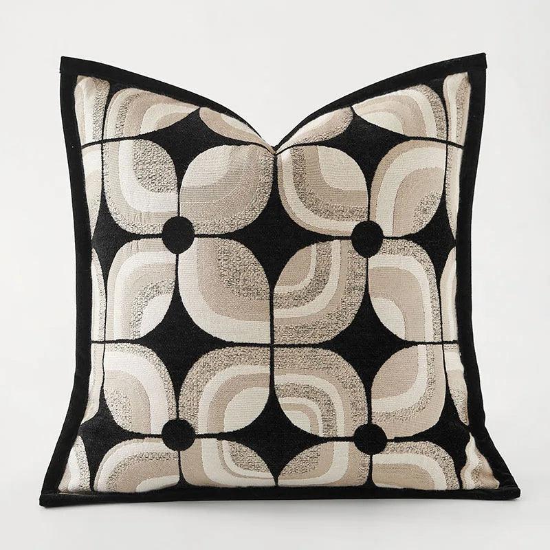 Black Khaki Beige Geometric Pattern Cushion Cover │ Modern Nordic Decorative Pillowcase - Besontique Home