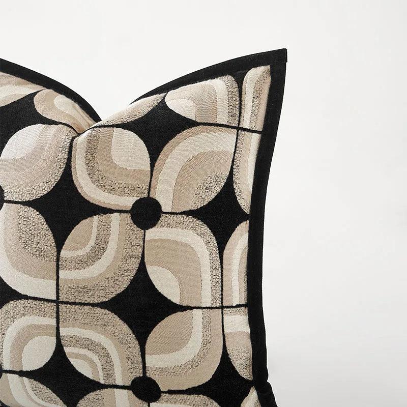 Black Khaki Beige Geometric Pattern Cushion Cover │ Modern Nordic Decorative Pillowcase - Besontique Home