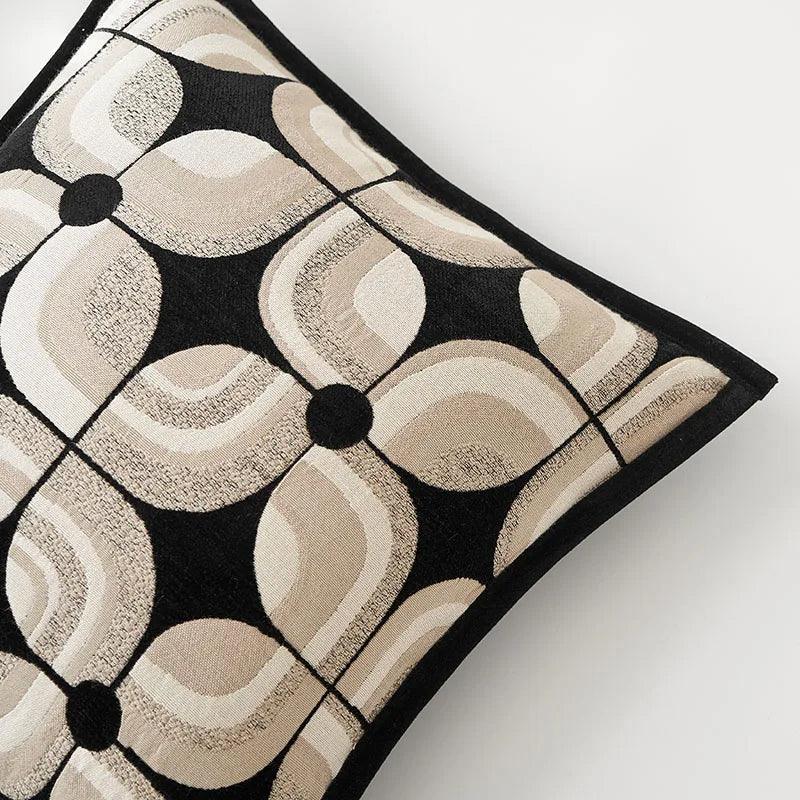 Black Khaki Beige Geometric Pattern Cushion Cover │ Modern Nordic Decorative Pillowcase - Besontique Home