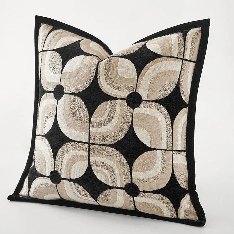 Black Khaki Beige Geometric Pattern Cushion Cover │ Modern Nordic Decorative Pillowcase - Besontique Home