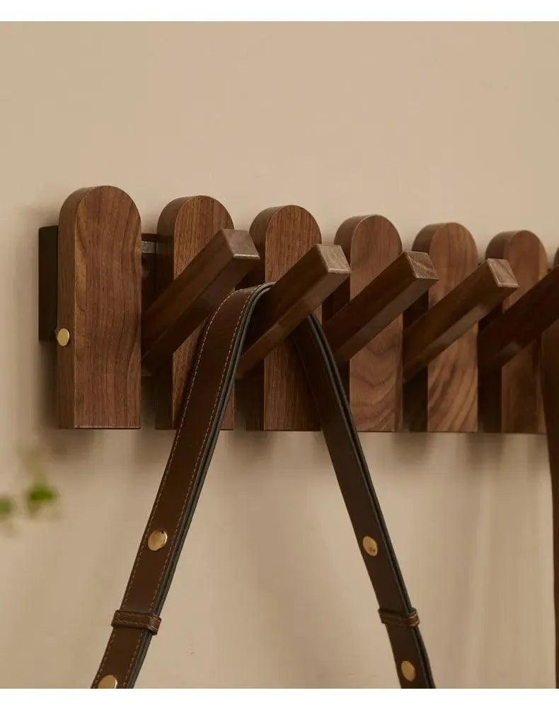 Black Walnut Foldable Wall Hanging Hooks Hanger │ Modern Nordic Rack for Clothes Bags Coat │ Entrance Door Home Decoration - Besontique Home