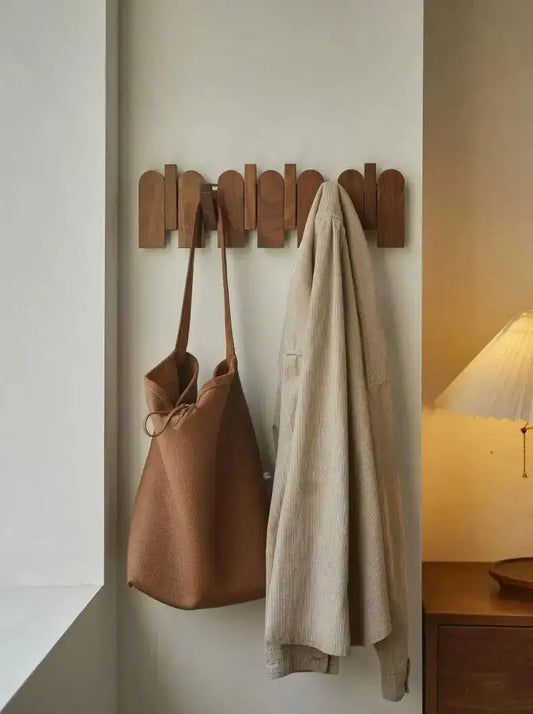 Black Walnut Foldable Wall Hanging Hooks Hanger │ Modern Nordic Rack for Clothes Bags Coat │ Entrance Door Home Decoration - Besontique Home