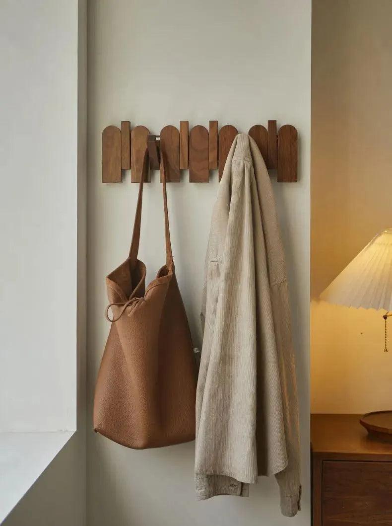 Black Walnut Foldable Wall Hanging Hooks Hanger │ Modern Nordic Rack for Clothes Bags Coat │ Entrance Door Home Decoration - Besontique Home
