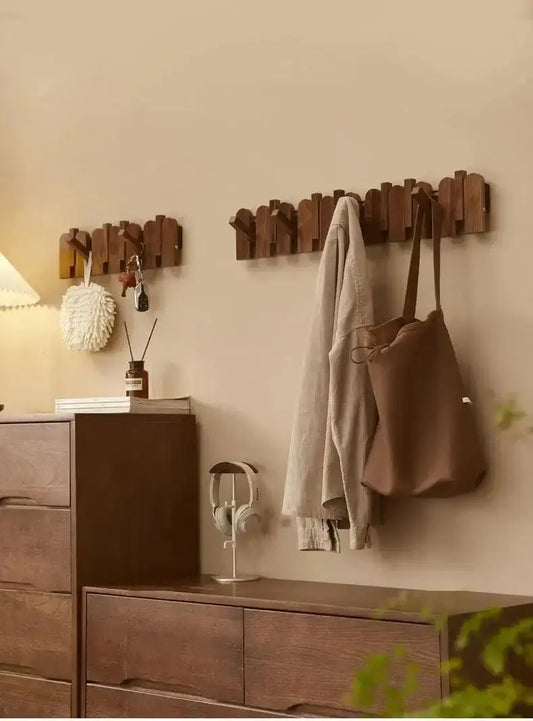 Black Walnut Foldable Wall Hanging Hooks Hanger │ Modern Nordic Rack for Clothes Bags Coat │ Entrance Door Home Decoration - Besontique Home