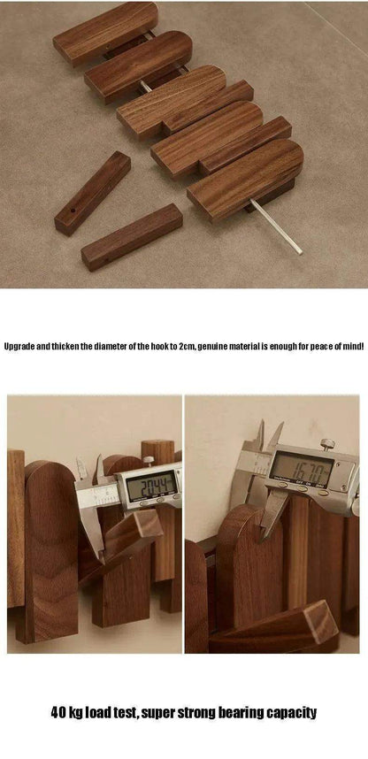 Black Walnut Foldable Wall Hanging Hooks Hanger │ Modern Nordic Rack for Clothes Bags Coat │ Entrance Door Home Decoration - Besontique Home
