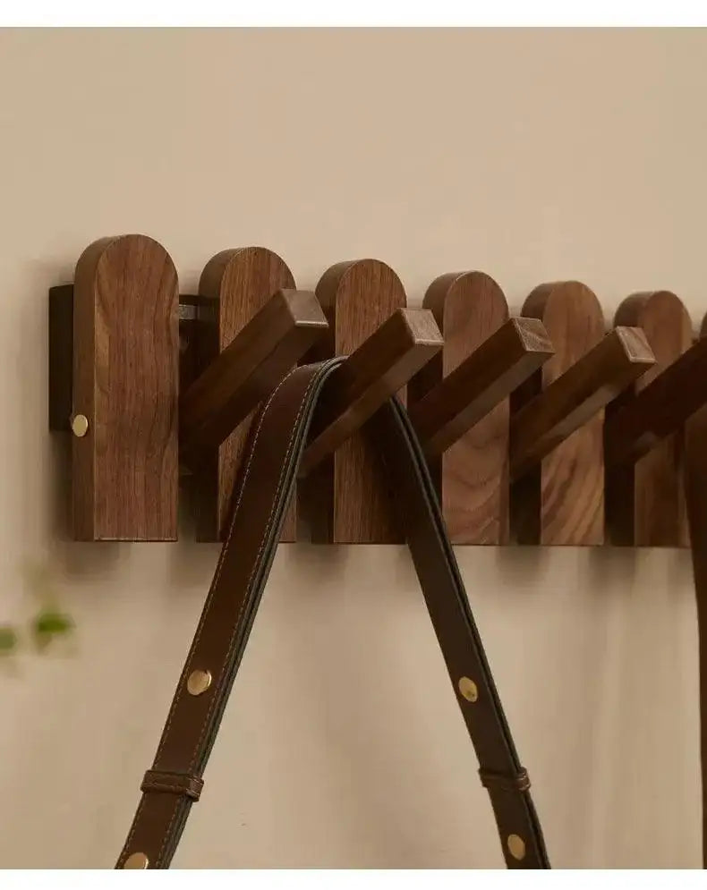 Black Walnut Foldable Wall Hanging Hooks Hanger │ Modern Nordic Rack for Clothes Bags Coat │ Entrance Door Home Decoration - Besontique Home