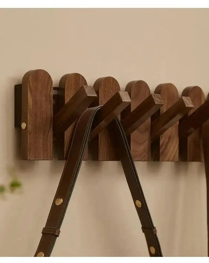 Black Walnut Foldable Wall Hanging Hooks Hanger │ Modern Nordic Rack for Clothes Bags Coat │ Entrance Door Home Decoration - Besontique Home