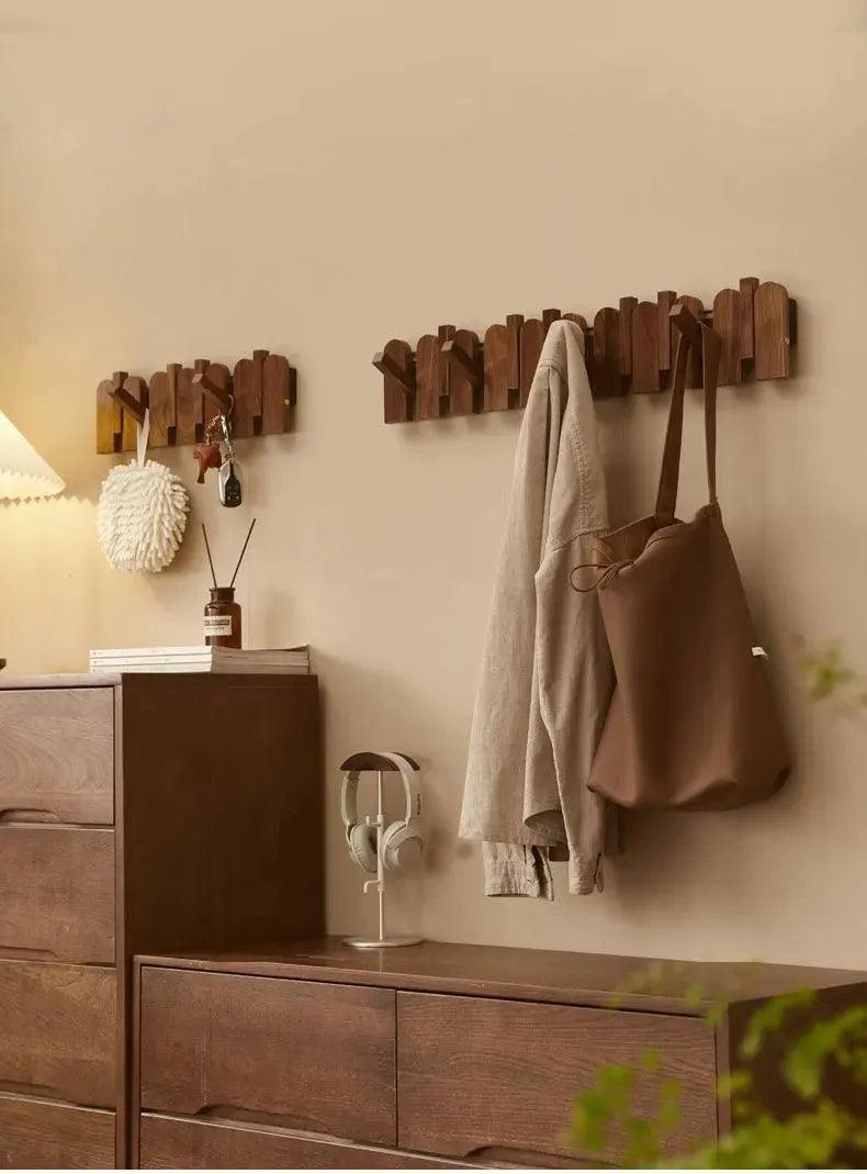 Black Walnut Foldable Wall Hanging Hooks Hanger │ Modern Nordic Rack for Clothes Bags Coat │ Entrance Door Home Decoration - Besontique Home