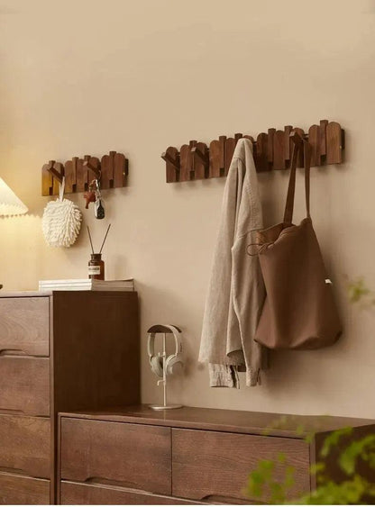 Black Walnut Foldable Wall Hanging Hooks Hanger │ Modern Nordic Rack for Clothes Bags Coat │ Entrance Door Home Decoration - Besontique Home