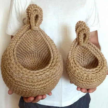 Boho Style Hand woven Wall Hanging Basket │ Jute Natural Wall Mounted Vegetable Fruit Storage Organizer - Besontique Home