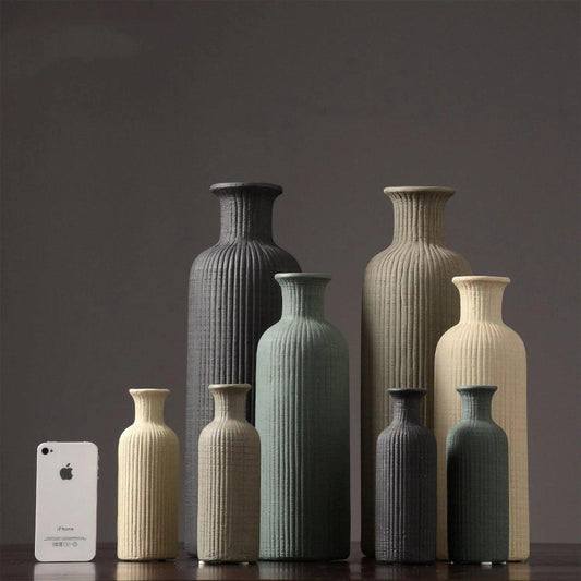 Brown Beige Gray Ceramic Flower Vase Pot │ Home Decoration Item - Besontique Home