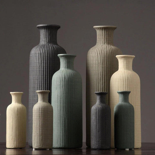 Brown Beige Gray Ceramic Flower Vase Pot │ Home Decoration Item - Besontique Home
