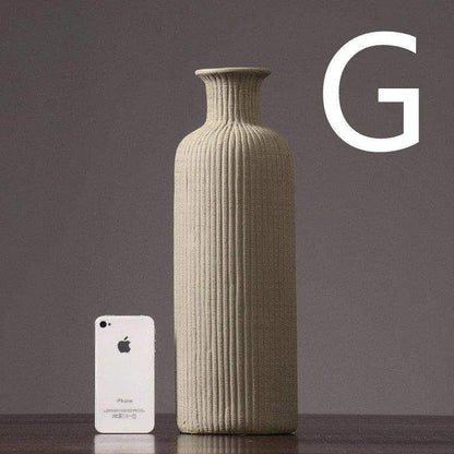 Brown Beige Gray Ceramic Flower Vase Pot │ Home Decoration Item - Besontique Home