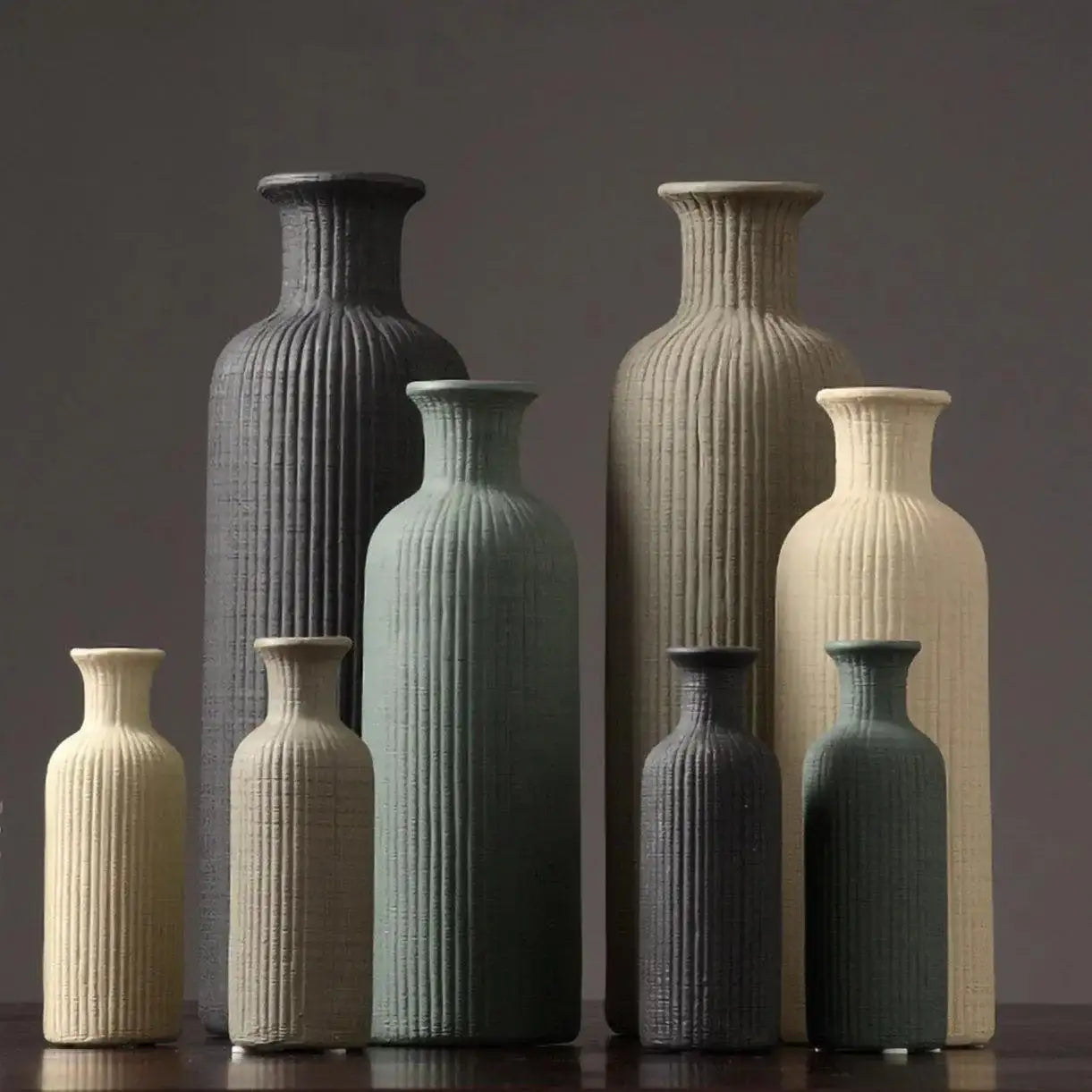 Brown Beige Gray Ceramic Flower Vase Pot │ Home Decoration Item - Besontique Home