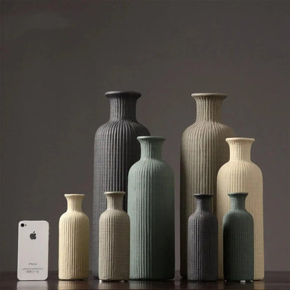 Brown Beige Gray Ceramic Flower Vase Pot │ Home Decoration Item - Besontique Home