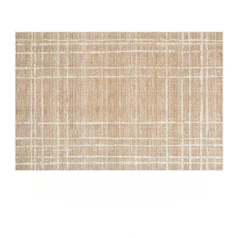 Brown Beige Line Plaid Large Area Carpet │ Minimal Soft Home Decorative Non-Slip Rug - Besontique Home