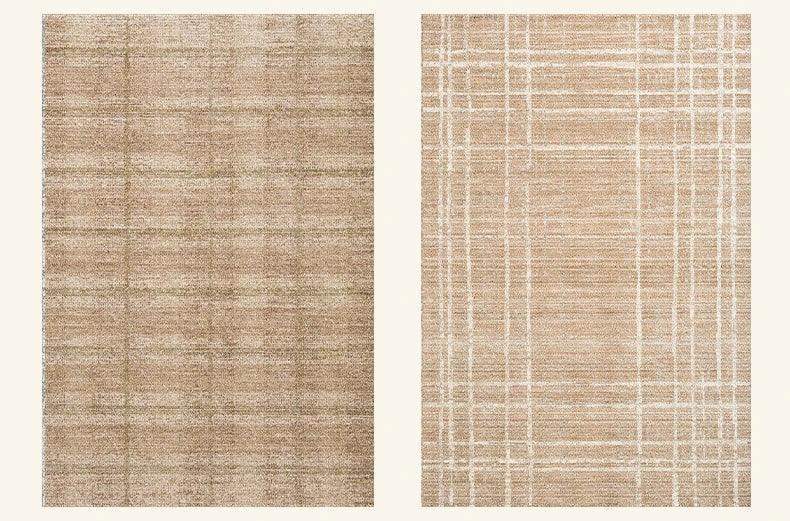 Brown Beige Line Plaid Large Area Carpet │ Minimal Soft Home Decorative Non-Slip Rug - Besontique Home