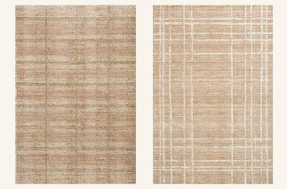 Brown Beige Line Plaid Large Area Carpet │ Minimal Soft Home Decorative Non-Slip Rug - Besontique Home