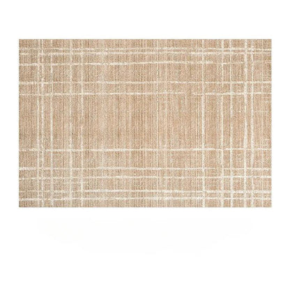 Brown Beige Line Plaid Large Area Carpet │ Minimal Soft Home Decorative Non-Slip Rug - Besontique Home