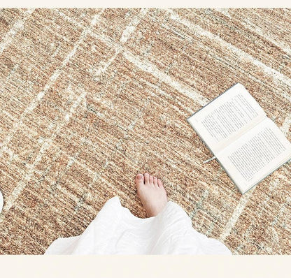 Brown Beige Line Plaid Large Area Carpet │ Minimal Soft Home Decorative Non-Slip Rug - Besontique Home