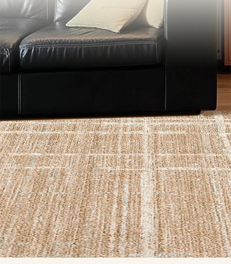 Brown Beige Line Plaid Large Area Carpet │ Minimal Soft Home Decorative Non-Slip Rug - Besontique Home