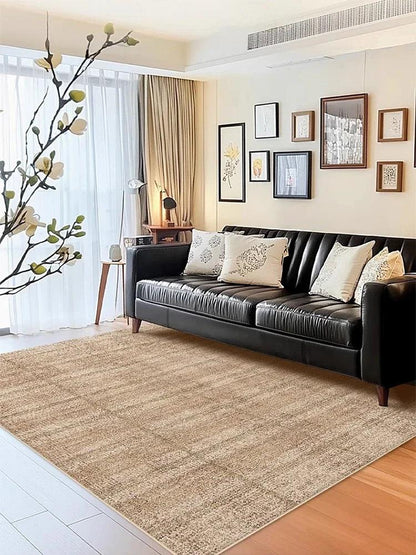 Brown Beige Line Plaid Large Area Carpet │ Minimal Soft Home Decorative Non-Slip Rug - Besontique Home