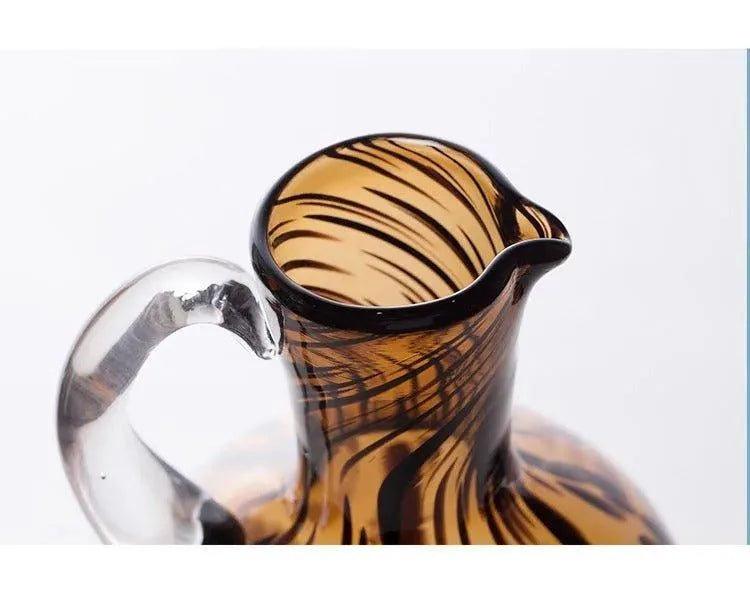 Brown Leopard Print Glass Vase │ Modern Vintage Home Decorative Hydroponics Flower Pots Ornaments - Besontique Home
