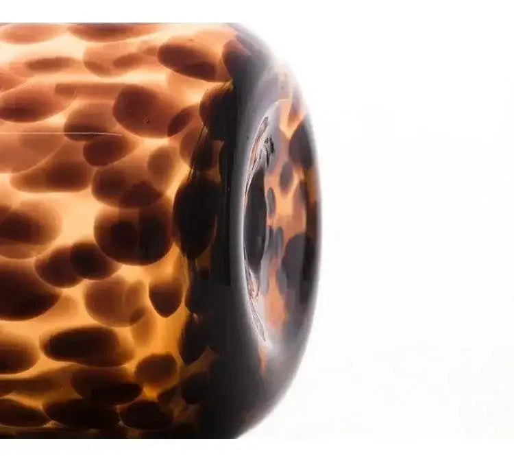 Brown Leopard Print Glass Vase │ Modern Vintage Home Decorative Hydroponics Flower Pots Ornaments - Besontique Home