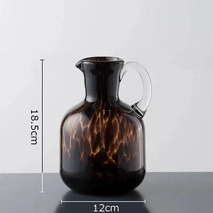 Brown Leopard Print Glass Vase │ Modern Vintage Home Decorative Hydroponics Flower Pots Ornaments - Besontique Home