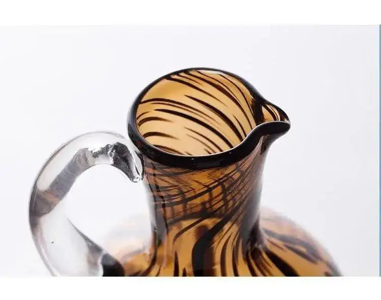 Brown Leopard Print Glass Vase │ Modern Vintage Home Decorative Hydroponics Flower Pots Ornaments - Besontique Home