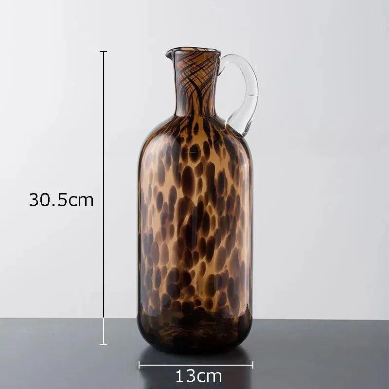 Brown Leopard Print Glass Vase │ Modern Vintage Home Decorative Hydroponics Flower Pots Ornaments - Besontique Home