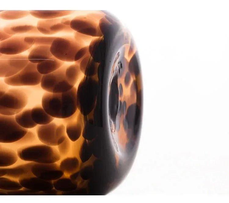 Brown Leopard Print Glass Vase │ Modern Vintage Home Decorative Hydroponics Flower Pots Ornaments - Besontique Home