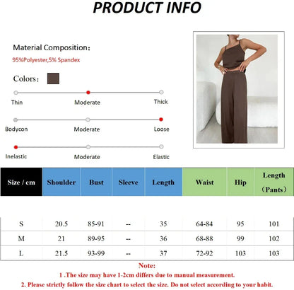 Brown Pink Sleeveless Tank Top & Pants Pajama 2-Piece Set – Cozy Homewear Sleepwear for Women - Besontique Home